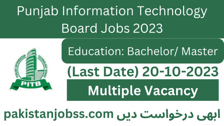 Punjab Information Technology Board Jobs 2023 (PITB)| Online Apply