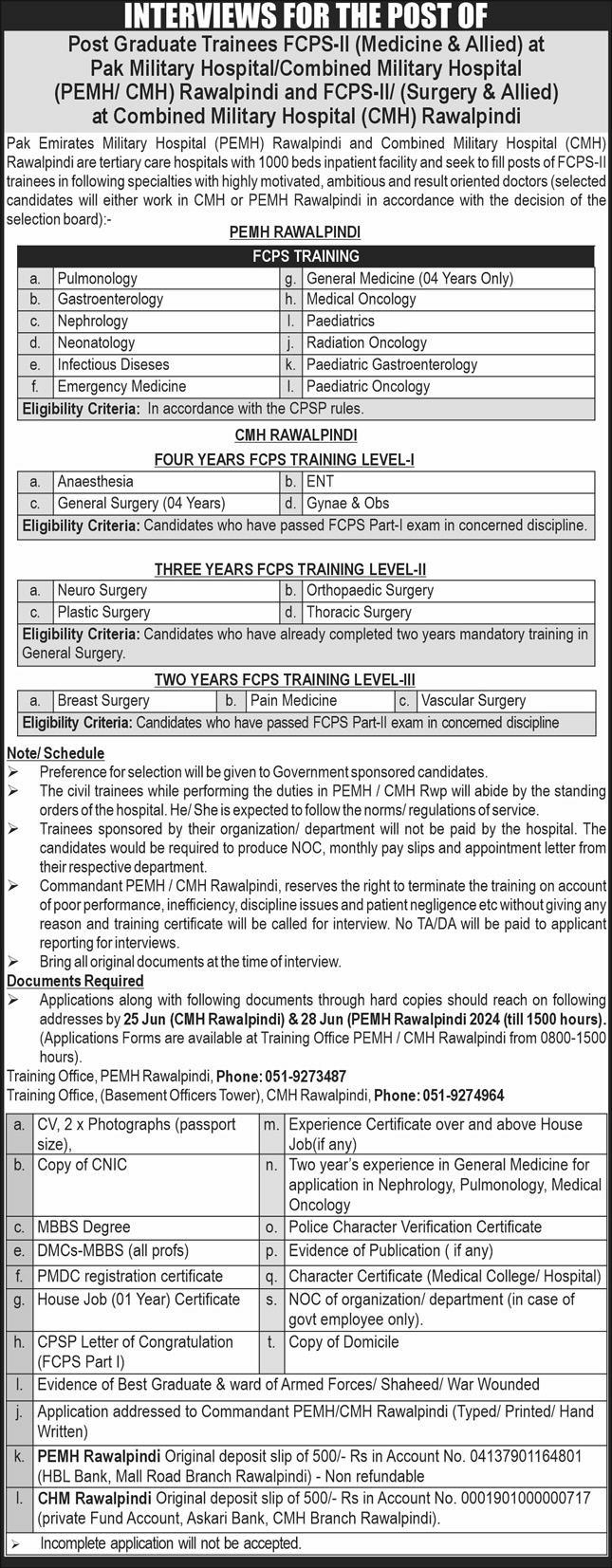 CMH Rawalpindi Jobs 2024