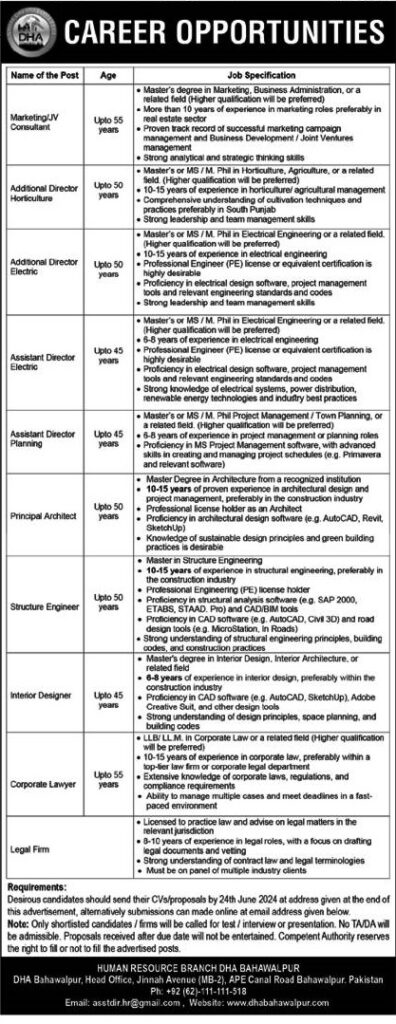 DHA Bahawalpur Jobs 2024 – Defence Officers Housing Authority |Online Apply
