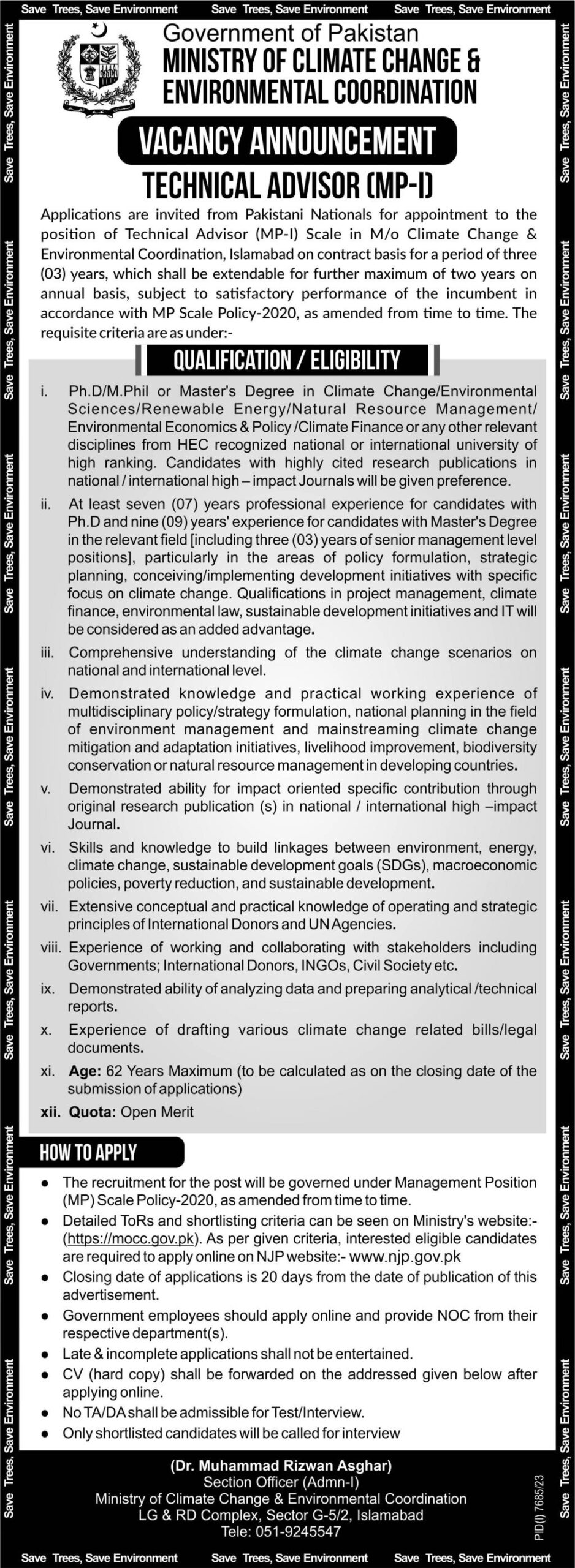 Federal Ministry Of Climate Change Jobs 2024