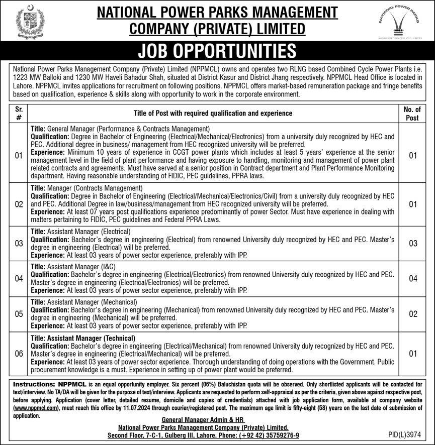 National Power Parks Management Company Jobs 2024